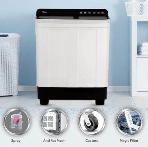 Haier 8.5 Kg 5 Star Voltex Pulsator Semi-Automatic Top Load Washing Machine (HTW85-178BK, 2023 Model, Black) - Image 3